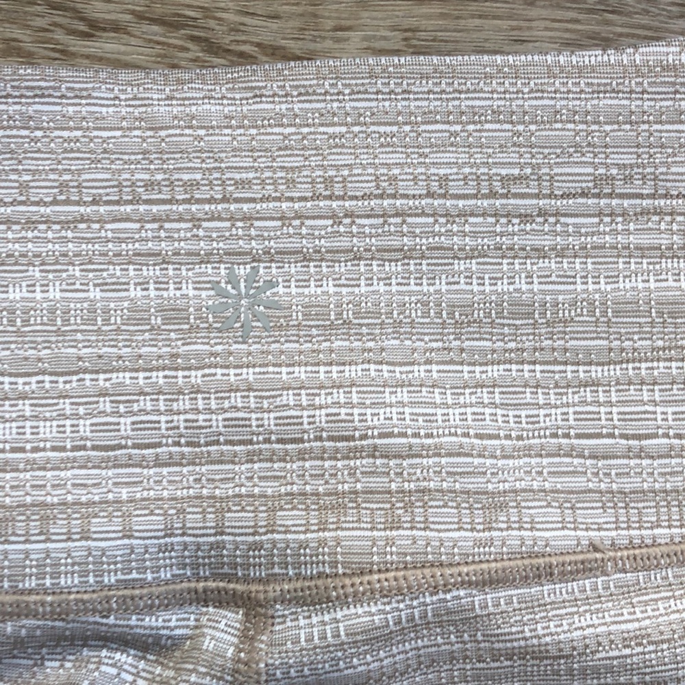 Athleta Leggings In a tan and white textured pattern. - Picture 10 of 13